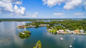 Aerial view of Crystal River located in Citrus County, Florida
